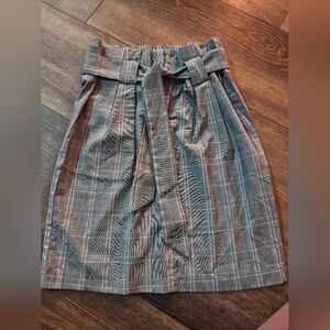 Plaid Gray Skirt with Belt